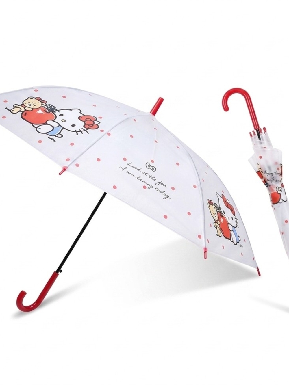 Sanrio Hello Kitty White Clear POE Matte Umbrella .Auto Open.